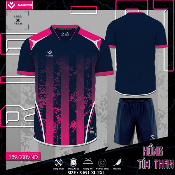 Mẫu áo bóng đá không logo màu tím than