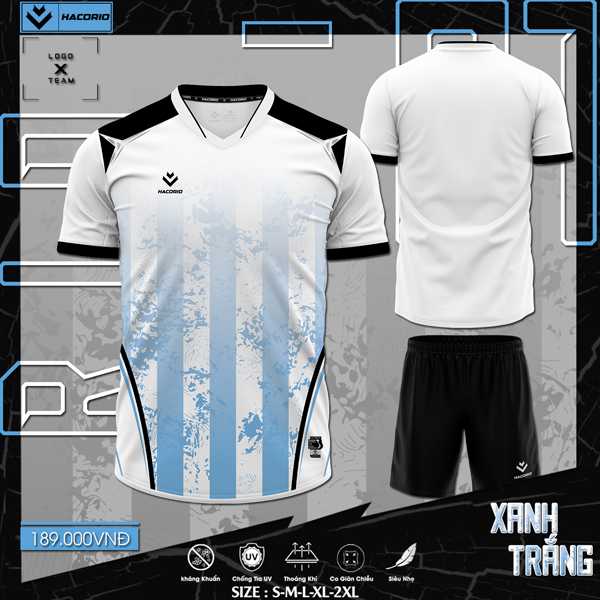 Mẫu áo bóng đá không logo màu trắng