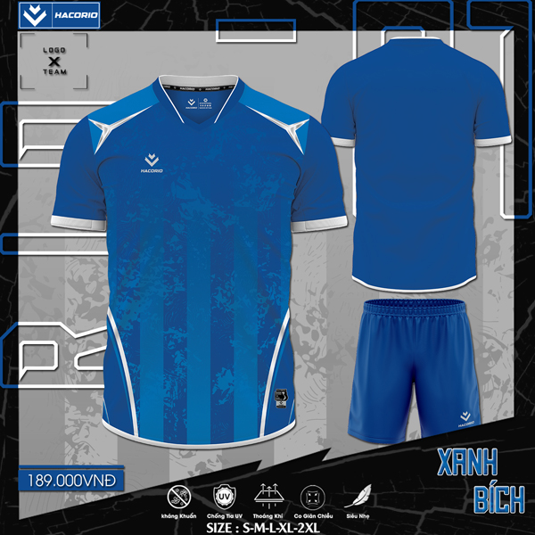 Mẫu áo bóng đá không logo màu xanh bích