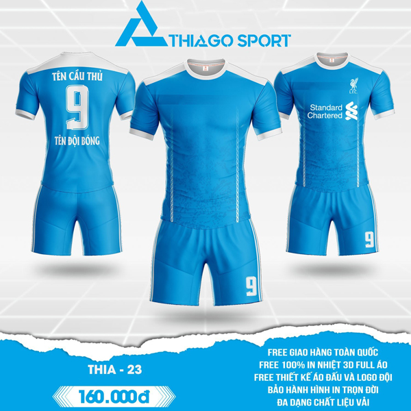 Quần áo bóng đá không logo màu xanh ya