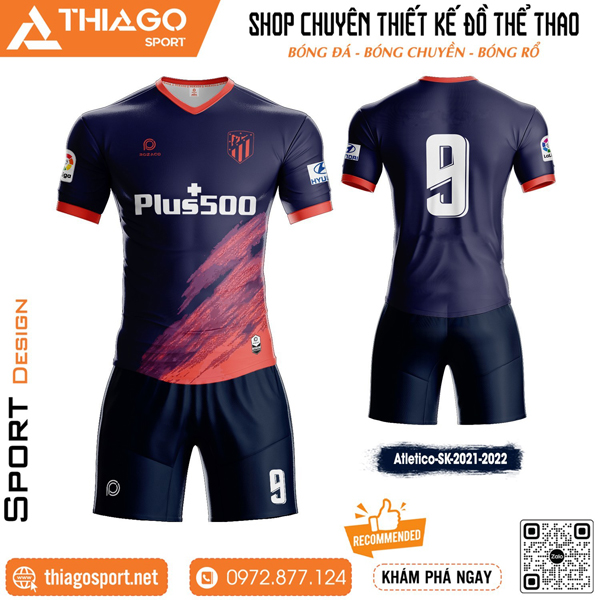 Mẫu áo đấu clb Atletico Madrid sân khách màu tím than đẹp
