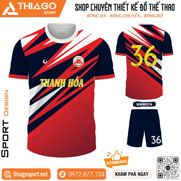 Mẫu áo đá bóng không logo Thanh Hóa ấn tượng