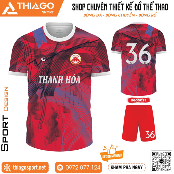 Mẫu áo bóng đá thiết kế không logo Thanh Hóa nổi bật