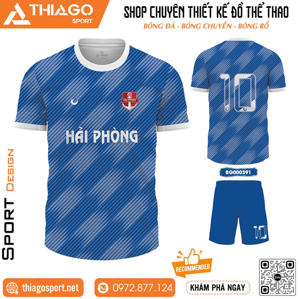 Mẫu áo đấu không logo màu xanh bích