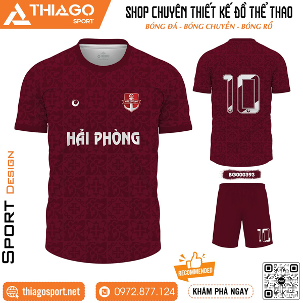 Mẫu áo đấu không logo màu đỏ đậm