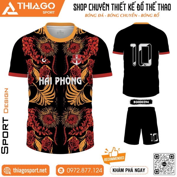 Mẫu áo đấu không logo màu đen