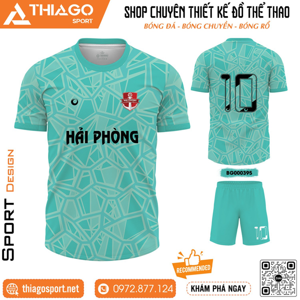 Mẫu áo đấu không logo màu xanh ngọc