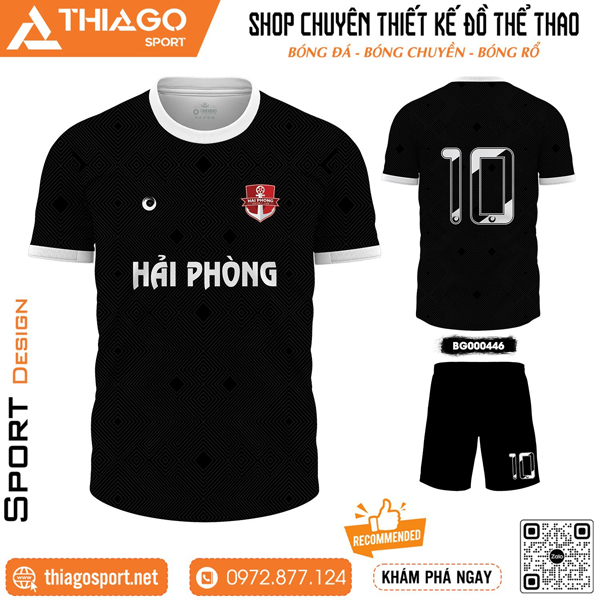 Quần áo bóng đá không logo màu đen đẹp