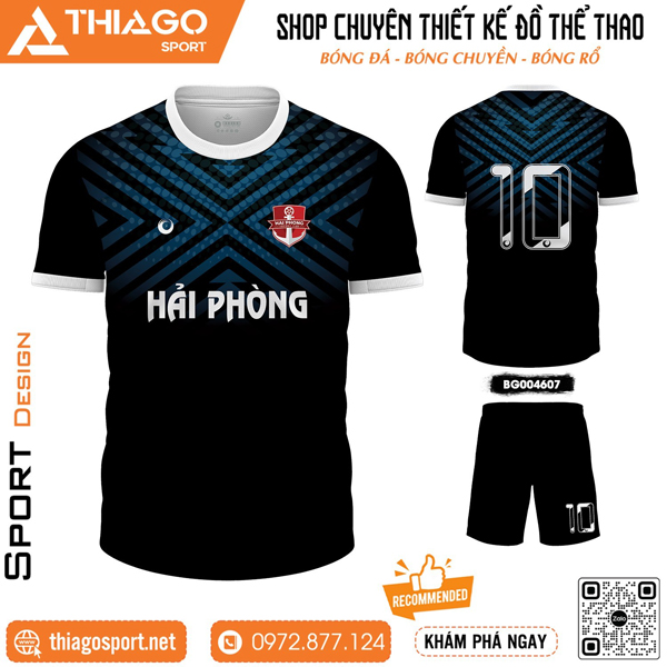 Quần áo thể thao bóng đá không logo màu đen