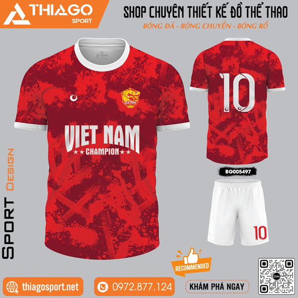 Mẫu áo bóng đá không logo màu đỏ