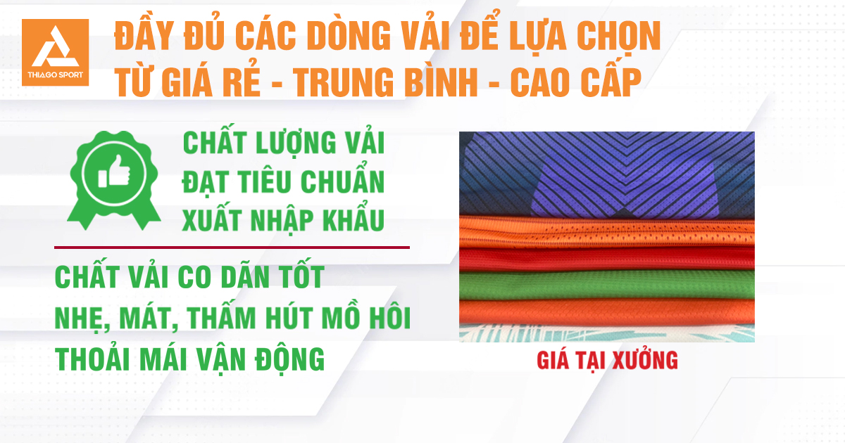 Đa dạng chất liệu vải thể thao cao cấp 