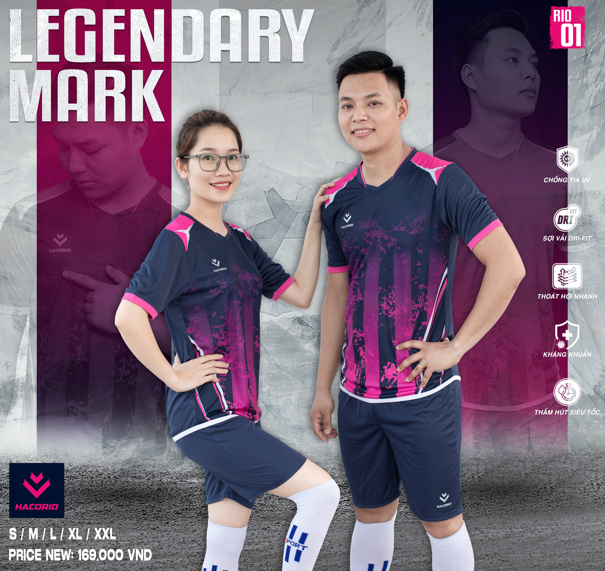 HACORIO-RIO-01-NamNu-TimThan Mẫu áo bóng đá không logo màu tím than