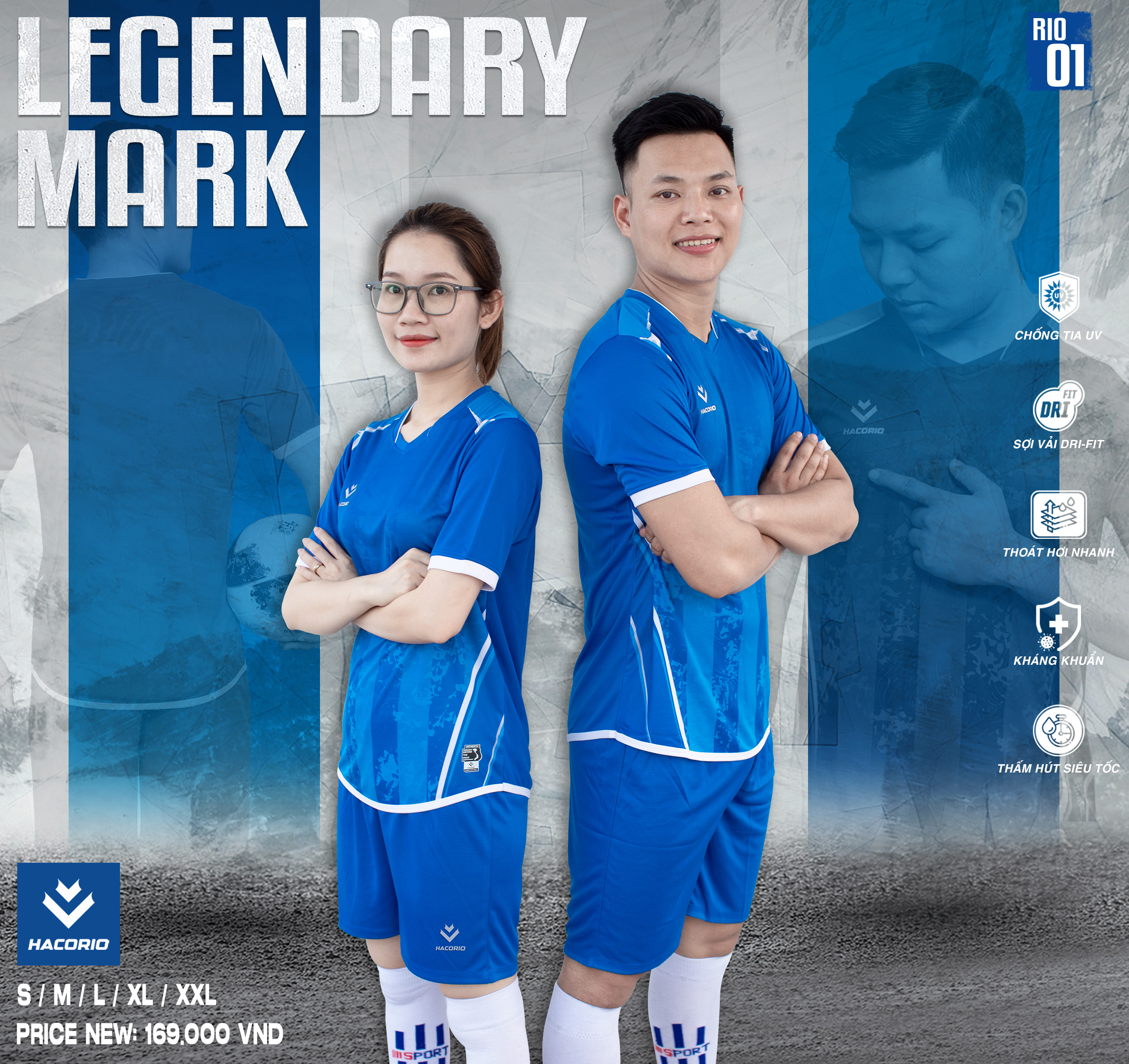 HACORIO-RIO-01-NamNu-XanhBich Mẫu áo bóng đá không logo màu xanh bích